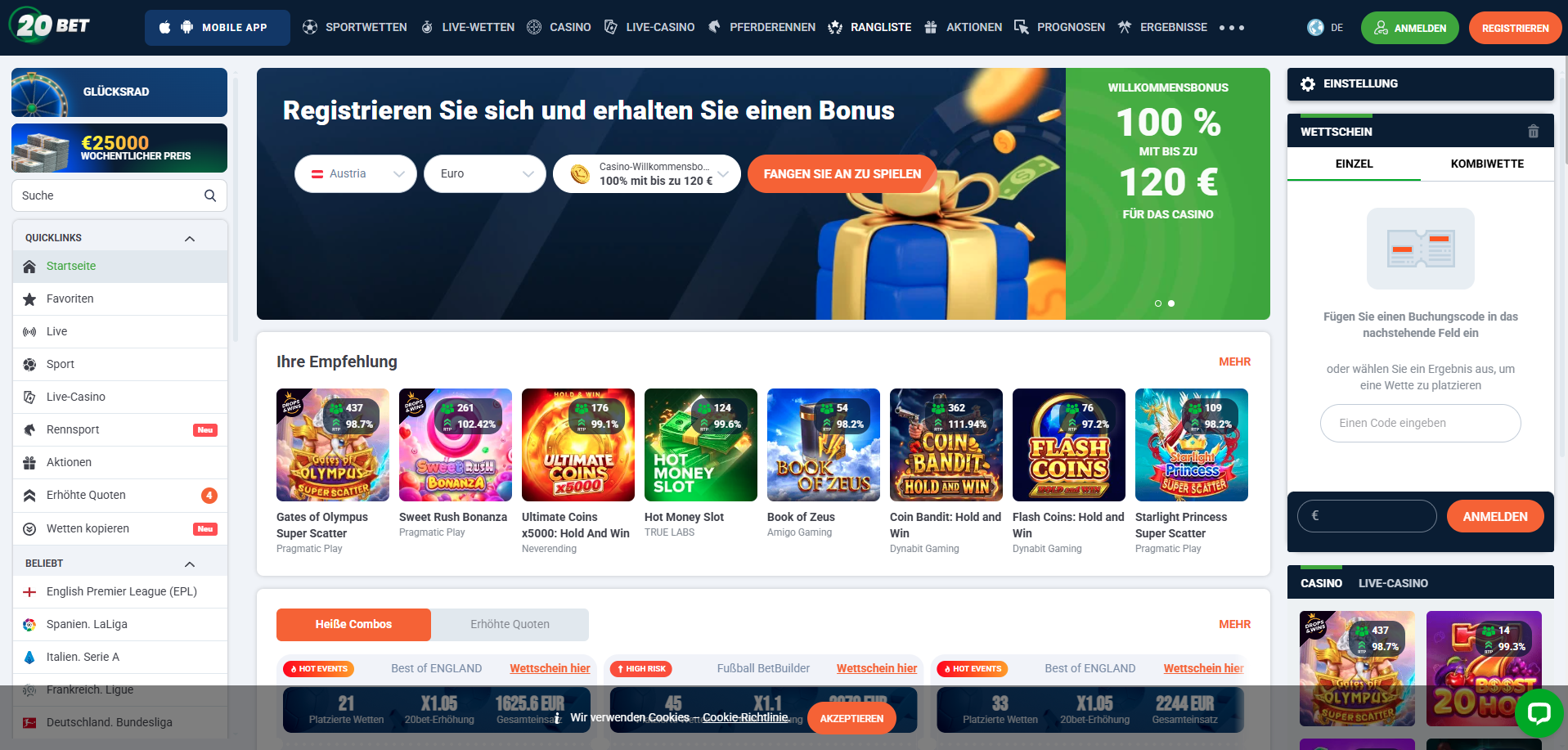 20Bet – Online Casino mit schneller Auszahlung